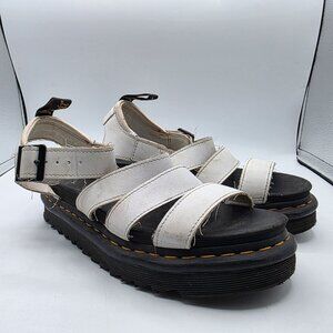 Dr. Martens Blaire Womens Size 8 White Hydro Leather Strap Sandals Platform
